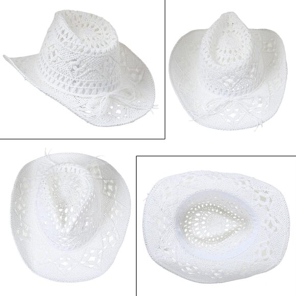 3442 Men & Women\'s Summer Cowboy Cowgirl Straw Hat Hollow Out Style Roll Up main image 7